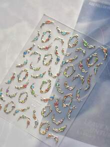 1片5D水晶钻石高品质美甲贴纸，可爱甜美风格美甲贴纸，宝石项链美甲贴纸，送给女孩的完美礼物