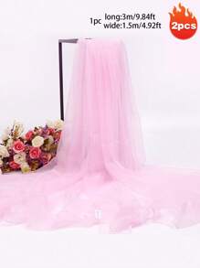 1 pieza Cortina de gasa blanca y rosa de 3 m de largo / 1,5 m de ancho con fondo de tul, cortina de gasa transparente, utilizada para fondo de escenario, fotografía al aire libre, fiesta festiva, fiesta de boda, decoración del hogar (múltiples opciones de color)