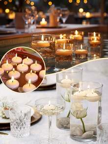 1 Pieza/10 Piezas Vela flotante perfumada, vela flotante para decoración de boda, adecuada para vela de hotel, cera flotante, cera de té, vela romántica para boda, vela de centro de mesa redonda - multicolor - Ver 2