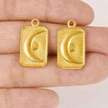 2pcs Minimalist Stainless Steel Heart & Asymmetric Geometric Sunflower Pendant Accessories, Necklace & Earrings Crafting DIY Jewelry Charms, Gold/Silver Plated