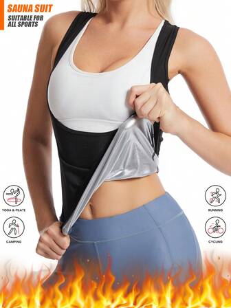 Women's Sauna Suit Waist Trainer - High Compression Sweat Suit, Popular Minimalist Sauna Vest For Women, Tight-Fitting Waist Trainer For Fitness Shaping, Suitable For Gym, Sports And Fitness, Non-Breathable Fitness Wear, Sauna Sweat Waist Training Vest For Women