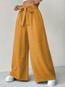 Artistic Style Casual Pants, Solid-Color Commuting, Fashionable, Comfortable And Versatile Women's Wear, High-Waisted, Figure-Hugging And Wide-Leg Pants