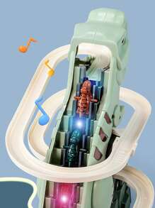 Dinosaur Climbing Stairs Electric Track Assembled Pretend Play Set With Music, Lights, Educational & Entertaining Slide Adventure Playset, Suitable For Boys/Girls Birthday Gifts, Parent-Child Interaction