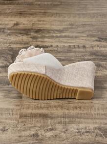 New Handmade Floral Vacation Solid Color Sandals, Slip-On Peep Toe Waterproof Platform Super High Thick Sole Large Size Women Shoes, Summer