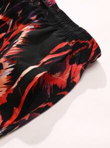 Men's Summer Double Layer Outdoor Sports Printed Woven Shorts