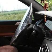 1 pieza Cubierta de volante de coche de verano de aluminio, protección de calor y anti quemaduras, cubierta plegable de película de aluminio, cubierta parasol, cubierta anti suciedad del volante del coche, cubierta del mango del coche, cubierta de volante de coche de película