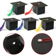 5/10/20/30/50pcs Black Bachelor Hat Graduation Candy Boxes 2025 Doctoral Cap Gift Packaging Box Black Graduation Celebration Centerpieces Chocolate Cookie Box With Tassel For Graduation Ceremony Party Supplies