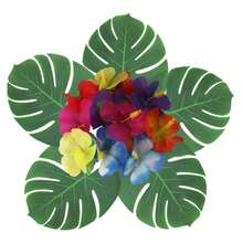 12 piezas de hojas de palma tropicales, hojas artificiales, decoración de boda, planta de jungla verde, hoja hawaiana, decoración de fiesta en casa - Hoja talla M - Ver 7