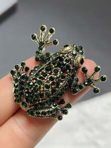 1pc Vintage Frog Crystal Rhinestone Brooch, Scarf Clips, Clothes/Headscarf Accessories - Multicolor - View 26