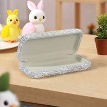 1 pieza Estuche de lujo para gafas decorado con rhinestones, caja de almacenamiento de gafas de moda, caja brillante de cristal para gafas, accesorio protector para gafas - Multicolor - Ver 3