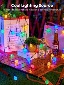 Outdoor Solar Crystal String Lights – 10/20/50/100 LED, Waterproof Solar-Powered Decorative Lights For Garden, Lawn, Patio, Courtyard, Spring, Summer & Holiday Decor (Christmas, Valentine's Day, Mother's Day)