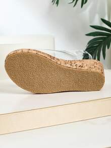 1 par de sandálias femininas versáteis, douradas, com pérolas e strass, lindas, bico redondo, adequadas para uso diário, dança, atividades ao ar livre, primavera