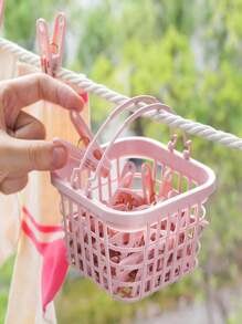 60Pcs Mini-Sized Garment Clips With Storage Baskets Made Of Waterproof Material, With Strong Snap Fasteners, Extremely Durable, Suitable For Drying All Kinds Of Clothes, Displaying Photos, Attaching Star Stickers, Etc.