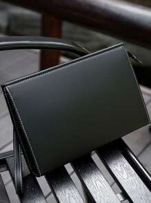 gorchis Nuova borsetta da uomo, borsa da toeletta nera di grande capacità, borsa a mano business semplice e versatile in pelle PU con tasca sottoscritta e più scomparti per carte, borsa da uomo alla moda