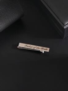 1pc Men's Fashion Elegant Wedding English Letter Groom Necktie Clip, Stainless Steel Material - Silver - View 13