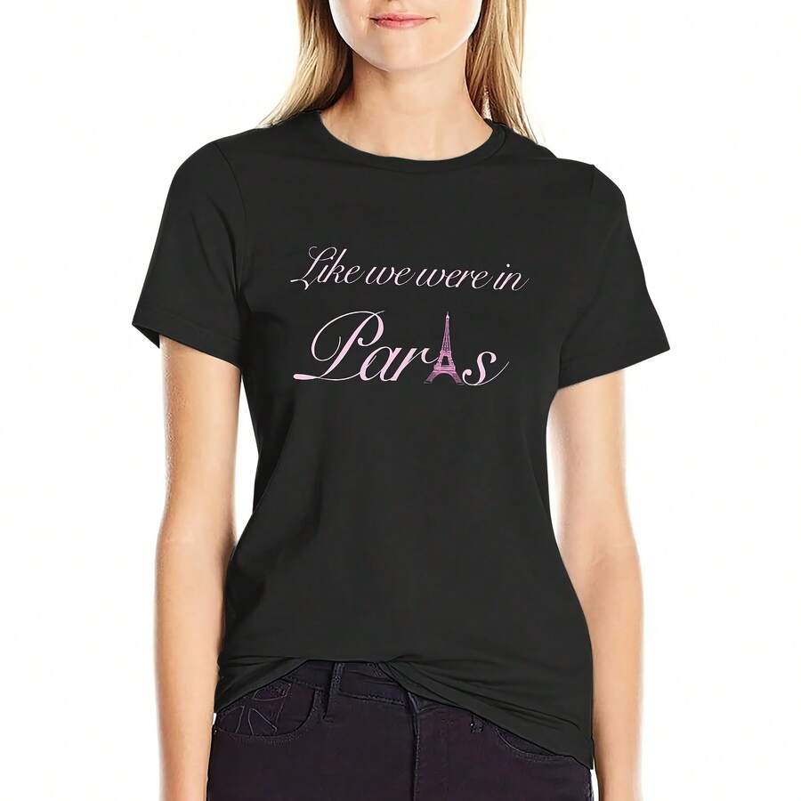 Like We Were In Paris T-Shirt Korean Fashion Short Sleeve Tee Graphics Cat Shirts For Women Camisetas - 黑色9 - 查看 1