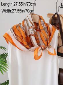 70cm Women's Silk-Like Scarf, Print Square Scarf, Neck Scarf, Shawl, Sunscreen Headscarf Bandana,Hair Band,Head Band Ideal For Dressing Up Your Look
