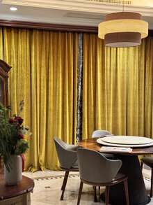 1pc Soft Fabric Solid Color High-End Minimalist Blackout Luxurious Gold Color Holiday Atmosphere Christmas Best-Selling Curtain - Champagne - View 2