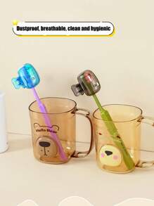 1pc/3pcs/5pcs Stylish Mini Cartoon Portable Travel Toothbrush Head Protector Case, Toothbrush Head Cover Storage Box, Keeps Your Toothbrush Clean During Trips, Dust-Proof Toothbrush Head Protective Box, Fits Most Manual & Electric Toothbrushes, Suitable For Bathroom, Gym, Travel, Vacation, Yacht, Beach, Outdoor Camping, Dorm