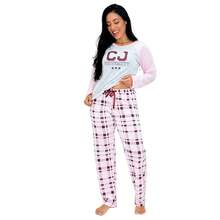 Conjunto Adulto Pijama Inverno Frio Longo Manga Comprida Feminino Confortável - Rosa Bebê - Visão 2