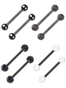 8 件简约圆球形舌头/乳头环，不锈钢穿孔首饰