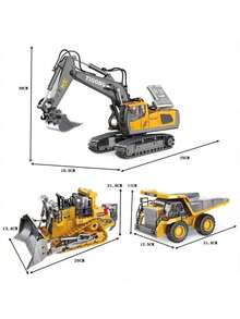 1pc Alloy Remote Control Engineering Excavator Toy, 2.4G RC Construction Vehicle, Rechargeable Realistic Dump Truck Digger Model, Gift For Boys - Multicolor - View 9