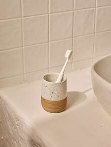Cirelle 1pc北欧风格拉丝复古陶瓷牙刷杯家用情侣漱口杯浴室挂件适用于浴室家居装饰酒店民宿学生宿舍居家卫浴装饰 - 彩色 - 查看 2