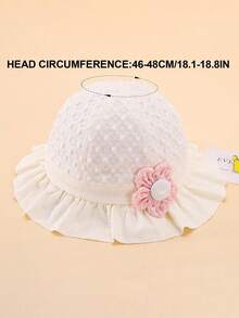 1pc Baby/Toddler Girl Cute Floral Lace Ruffle Trim Sun Hat, Spring/Summer Outdoor Bucket Hat - View 6