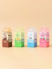 1pc/2pcs/4pcs Random Color Milk Shaped Erasers, Creative Stationery Cute Design Clean Eraser Fun Stationery Small Cute Milk Erasers, Perfect Gift For Students, Graduation, Back To School, Birthdays