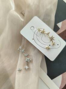 Brinco Ear Cuff Orelha Esquerda Cravejada Com Zircônia Com Brinco De Ponto