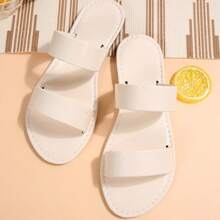 1 Pair Women's Double Strap Flat Sandals, Comfortable Casual Shoes Suitable For Summer Outdoor And Beach Travel, Bohemian Style