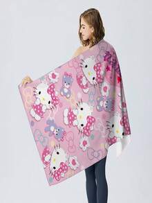 1pc Sanrio Officially Licensed Custom Bath Towel, Hello Kitty Themed, Customizable Name, Personalized, Super Soft Microfiber, Quick Dry, High Absorbency, Soft, Modern Style, For Bathroom, Swimming Pool, Beach, Home And Kitchen Decor Beach Essentials Back To School Shower Towels For Beaty Salon, Hotel Sports,Home Essentials, Towel, Skin Care