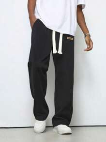 Men's Spring/Autumn Corduroy Casual Straight Leg Pants, Personalized Printed Loose Simple Versatile Sport Trousers