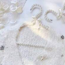 1 件仿珍珠衣架蝴蝶结衣架优雅收纳衣夹新娘婚纱衣架塑料衣架公主家居装饰