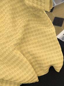 Summer Casual Plaid Short Sleeve Knit Top Polo Shirt - Yellow - View 5