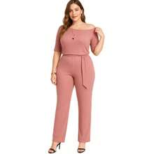 Mono Palazzo Muria Liso Cuello Barco Manga Murcielago Liso - Rosa vieja - Ver 2