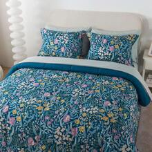 7-Piece Reversible Bed In A Bag Comforter Set With Sheets, Blue Floral, Queen - Blue Floral - 查看 9