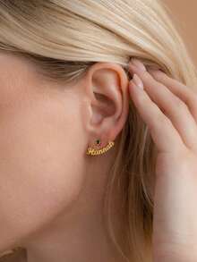 2pcs Custom Name Ear Jacket Earrings By Caitlyn Minimalist Birthstone Cuff Earrings With Name Charm Birthday Gift