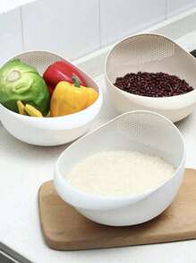 1 pieza Canasta multifuncional para el hogar para lavar arroz y escurrir vegetales, para almacenamiento de frutas y verduras, canasta escurridora multifuncional para viajes, canasta escurridora de cocina para viajes, canasta escurridora de lavandería para viajes, escurridora de arroz, canasta escurridora para restaurantes.