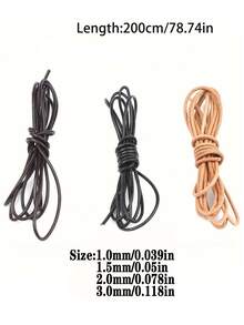 [优质牛皮绳] 耐用、有弹性的 78.74 英寸优质牛皮绳包 - 适用于 DIY 珠宝和工艺品，多色（黑色、棕色、铜色） - 非常适合手镯、项链、钥匙扣等 - 包括保养油 - 彩色 - 查看 2