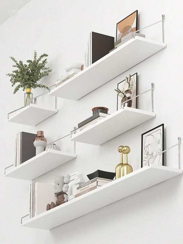 1pc Multifunction Wall Shelf Wooden Wall Mount Rack No Drilling Required, One-Piece Partition Board Wall Hanging Organizer For Bedroom, Dorm Room, Study Desk