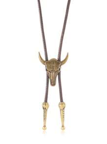 1pc Vintage Ox Head Knitted Sweater Necklace, Unique And Creative Fashion Accessory, Versatile Casual Daily Wear, Great Gift Idea For Friends And Family