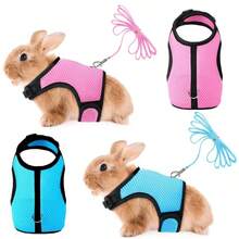 1pc Adjustable Breathable Mesh Rabbit Harness And Leash - Striped Polyester Blend, Machine Washable For Rabbits, Kittens, And Small Dogs - Multicolor - View 8