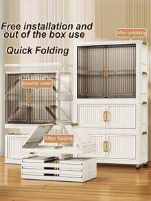 Armario plegable reforzado, gabinete de almacenamiento de ropa para dormitorio, gabinete de almacenamiento de botanas para casas de alquiler, estantería de almacenamiento misceláneo de varias capas