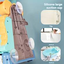 1PC Dinosaur Bath Toys For Toddlers, With Suction Cup And Spoon, Fun And Cute Cartoon Style, Features A Dinosaur Waterfall And Rotating Shower Spray, ABS Material, No Battery Required, Perfect For Bath Time Fun, Making It An Ideal Gift For Boys And Girls