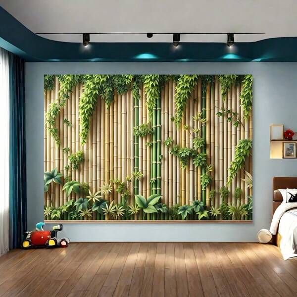 1pc Features A Green Bamboo Background And Is Made Of Polyester. It Is Suitable For Porches, Indoor/Outdoor Decoration, Home, Garden, Courtyard Decoration And Photography Studios. It Is Available In Multiple Sizes And Has A Universal Theme