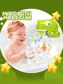 1 pieza Máquina de burbujas automática con forma de dinosaurio, juguete interactivo con música eléctrica para el baño de niños, regalo familiar neutro en género