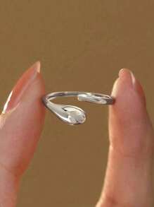 1pc 925 Sterling Silver Simple Single Head Teardrop Adjustable Toe Ring For Women Fine Ladies Jewelery Gift Women's Daily Wear