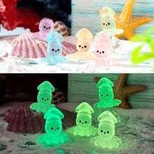 Glow In The Dark Octopus Resin Decoration, Creative Cartoon Micro-Landscape Beach Ocean Fish Tank Decor, Fluorescent Marine Animal Model, Assorted Color, Wholesale Gifts Birthday Graduation
