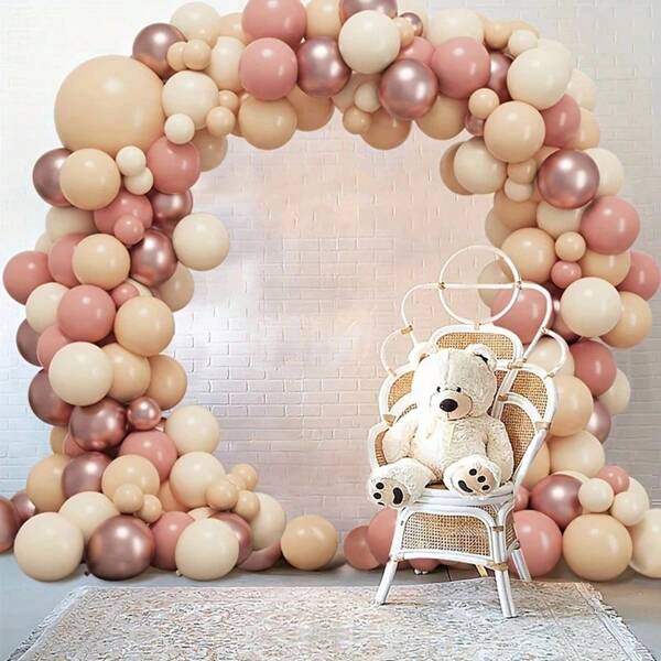 109pcs Vintage Pink & Rose Gold Latex Balloon Arch Garland Kit, Suitable For Birthday, Wedding, Baby Shower, Anniversary, Party Decor, Indoor & Outdoor Celebration